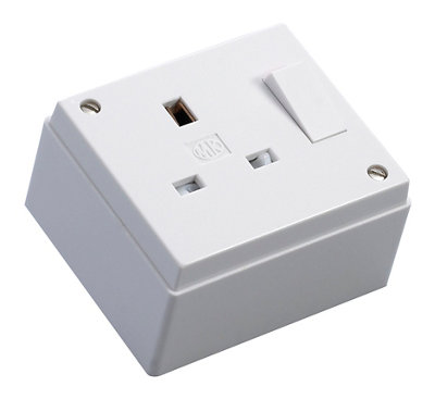Mk Single 13A 250V Gloss White Socket from B&Q