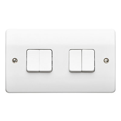 Mk K4874Rpwhi 10A 2 Way 4 Gang Light Switch Gloss White from B&Q