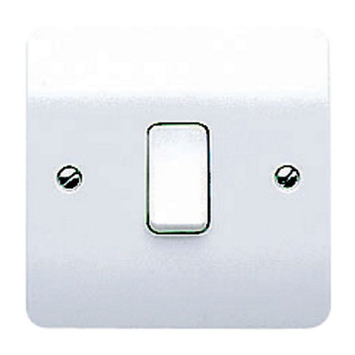 Mk 10A Single 2 Way Raised Slim Screwed Intermediate Switch Gloss White from B&Q