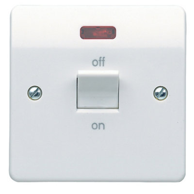 Mk 32A Rocker Raised Slim Control Switch Gloss White Neon Indicator from B&Q