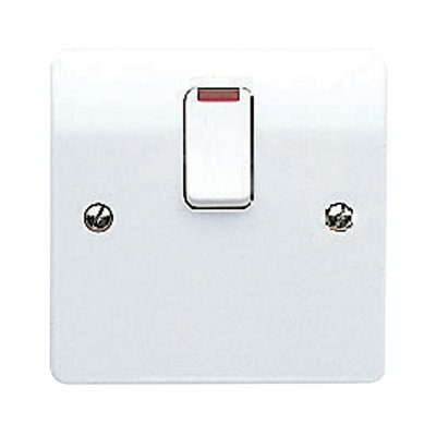 Mk 20A Rocker Raised Slim Control Switch Gloss White Neon Indicator from B&Q