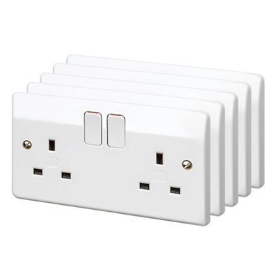 Mk Double 13A 240V Gloss White SocketPack Of 5 from B&Q