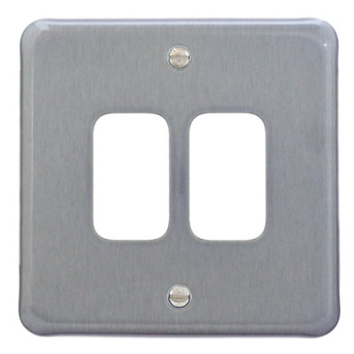 Mk K3432brc 'Albany Plus' Grid Cover Plate - Brushed Chrome - 2 Gang 5017490607454 - Image 3