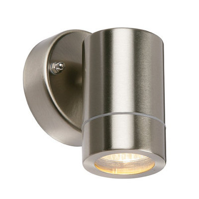 Luminosa Lighting Luminosa Palin Outdoor Wall Ip44 7W Brushed Stainless Steel & Clear Glass 1 Light Dimmable Ip44Gu10 from B&Q