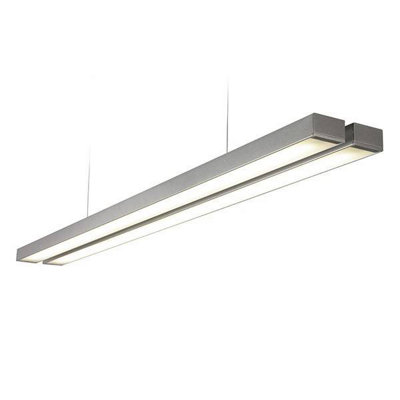 B&Q -  Luminosa Borde Integrated Led Linear Baton Pendant Twin Bar SilverOpal