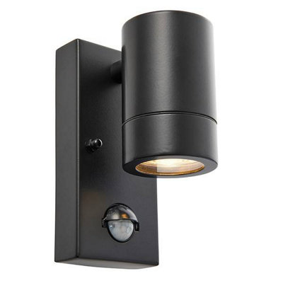 Luminosa Lighting Luminosa Palin 1 Light Outdoor Pir Wall Light Matt BlackGlass Ip44Gu10 from B&Q