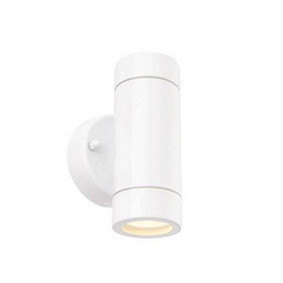 Luminosa Lighting Luminosa Palin 2 Light Outdoor Up Down Wall Light Gloss WhiteGlass Ip44Gu10 from B&Q