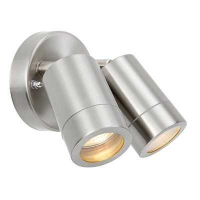 Luminosa Lighting Luminosa Palin 2 Light Outdoor Spotlight Brushed Stainless SteelGlass Ip44Gu10 from B&Q