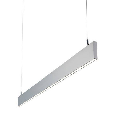 B&Q -  Luminosa Kingsley Integrated Led Linear Baton Pendant Bar Silver AnodisedFrosted Ip40