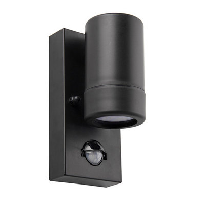 Luminosa Lighting Luminosa Icarus Outdoor Pir Motion Sensor Wall Downlight Ip44, Gu10 Black