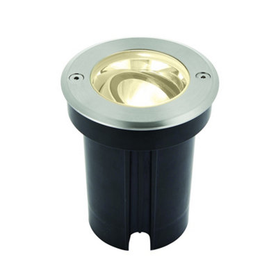 Luminosa Lighting Luminosa Hoxton Outdoor Recessed Ground Light Warm White Ip67 6W Matt Black Paint & Brushed Stainless Steel from B&Q
