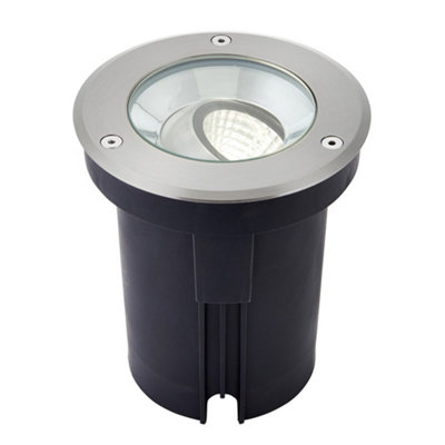 Luminosa Lighting Luminosa Hoxton Outdoor Recessed Ground Light Cool White Ip67 10.5W Matt Black Paint & Brushed Stainless Steel from B&Q
