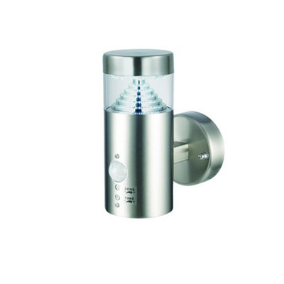 Luminosa Lighting Luminosa Pyramid Outdoor Wall Pir Ip44 3.3W Brushed Stainless Steel from B&Q