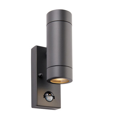 Luminosa Lighting Luminosa Palin Outdoor Up Down Wall Light Anthracite With Pir SensorIp44 from B&Q
