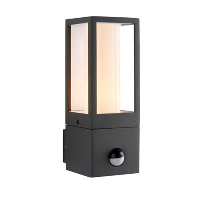 B&Q -  Luminosa Lantern Outdoor Wall Lamp Motion Sensor Textured Grey Paint Ip44