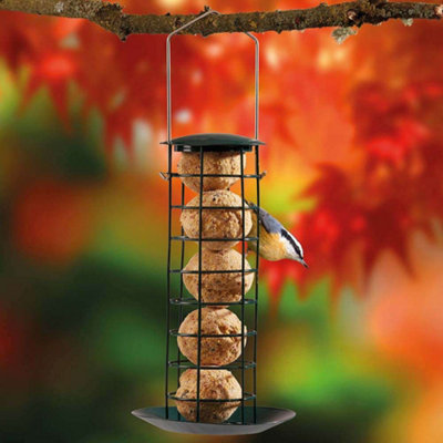 Garden Gear Supa Hanging Bird Feeder Suet Fatballs Tube Fat Balls Food Holder With Tray For Small Birds By Happy Beaks from B&Q