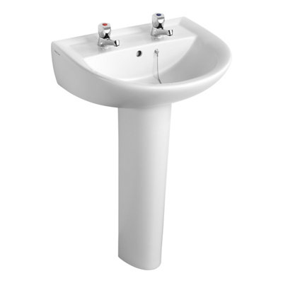Armitage Shanks Sandringham 21 55Cm 2 Taphole Washbasin Without Overflow And Chainstay Hole E895101 from B&Q