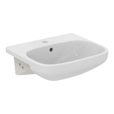 Ideal Standard I.life A Gloss White Rectangular Semi-Recessed Basin (W)50Cm from B&Q