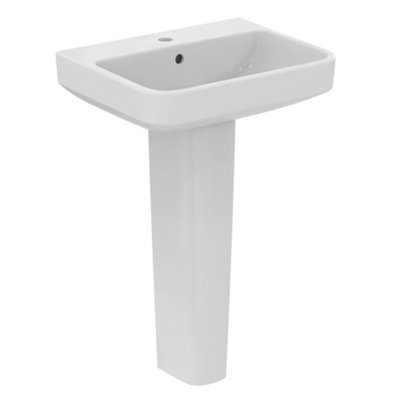 B&Q -  I.life B Gloss White Rectangular Floor-Mounted Full Pedestal Basin (H)84.5Cm (W)55Cm