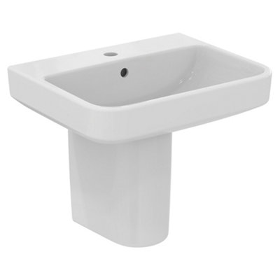 Ideal Standard I.life B Gloss White Rectangular Wall-Mounted Semi-Pedestal Basin (H)48.5Cm (W)55Cm from B&Q