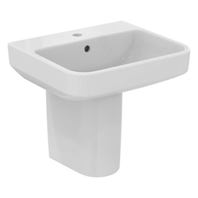 Ideal Standard I.life B Gloss White Rectangular Wall-Mounted Semi-Pedestal Basin (H)48.5Cm (W)50Cm from B&Q