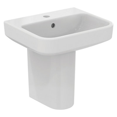 Ideal Standard I.life B Gloss White Rectangular Wall-Mounted Semi-Pedestal Basin (H)46.5Cm (W)45Cm from B&Q