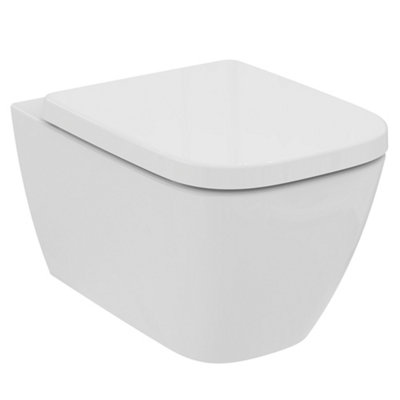Ideal Standard I.life B White Rimless Wall Hung Toilet Pan With Soft Close Seat from B&Q