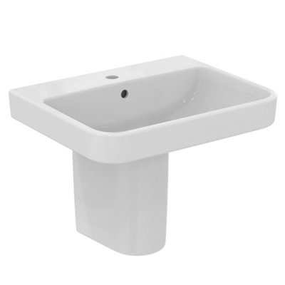 Ideal Standard I.life B Gloss White Rectangular Wall-Mounted Semi-Pedestal Basin (H)84.5Cm (W)60Cm from B&Q