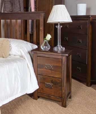 Core Products Boston 2 Drawer Petite Bedside CabinetRich Dark Brown Lacquer Finish H53.0Cm X W36.0Cm X D32.0Cm from B&Q