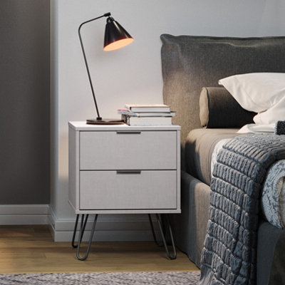 Core Products Augusta 2 Drawer Bedside Cabinet Grey - MDF Melamine Metal - Industrial Design - Image 4