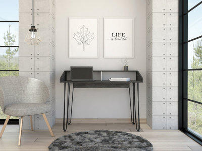 B&Q -  Dallas Home Office Desk With Hairpin LegsH90.0Cm X W120.1Cm X D55.2Cm