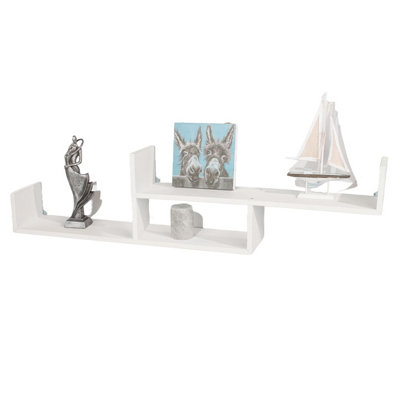 Core Products Floating Two Tier Wall ShelfMatt White from B&Q