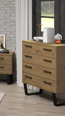 B&Q -  Texas 4 Drawer Chest Of DrawersAntique Waxed Pine TexasH90.3Cm X W76.5Cm X D39.5Cm