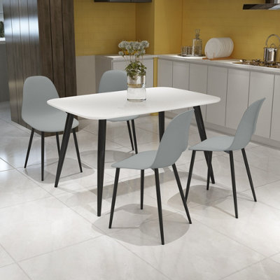 Core Products Aspen White 120Cm Rectangular Dining Table With 4 Grey Plastic Curve Design Chairs from B&Q