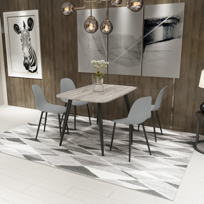 Core Products Aspen Grey Oak Rectangle Table & 4 Grey Curve Chair Dining Set from B&Q
