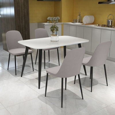 Core Products Aspen White 120Cm Rectangular Dining Table With 4 Calico Plastic Duo Design Chairs from B&Q