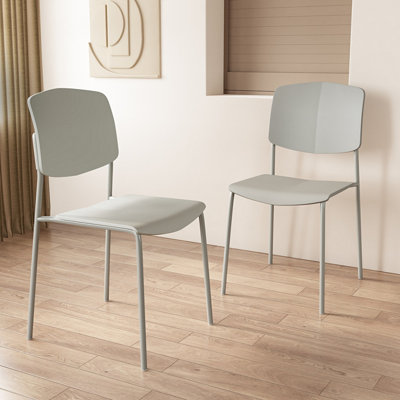 B&Q -  Academy Pair Of Light Grey Kitchen ChairsContoured Plastic Seat And Back With Metal Legs 83 X 45 X 49Cm