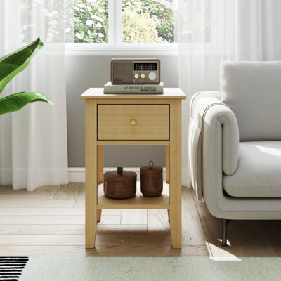 B&Q -  Henley One Drawer Light Oak Effect Bedside Cabinet With Metal Runners