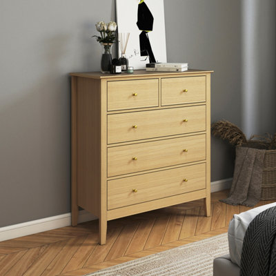 Core Products Henley 2 + 3 Light Oak Effect Chest Of Drawers With Metal Runners from B&Q