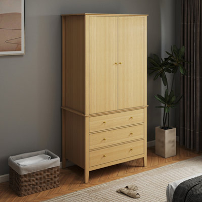 Core Products Henley Light Oak Effect 2 Door3 Drawer Wardrobe With Metal Runners from B&Q