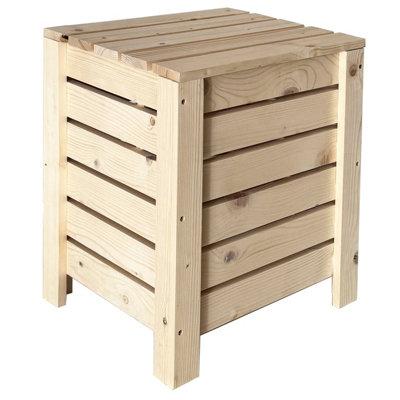 B&Q -  Natural Pre Sanded Pine Narrow Slatted Storage Box With Lid