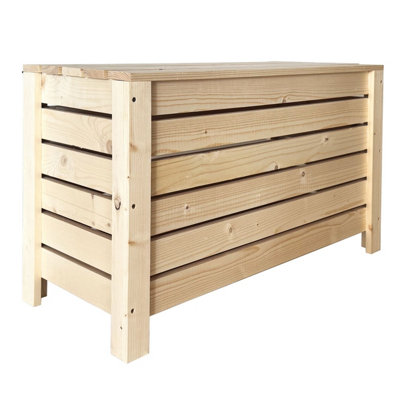 B&Q -  Natural Pre Sanded Pine Wide Slatted Storage Box With Lid