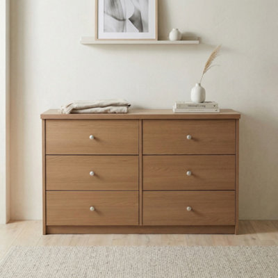 Core Products Freya Smoked Oak Effect 3 + 3 Drawer Wide Chest Of Drawers from B&Q