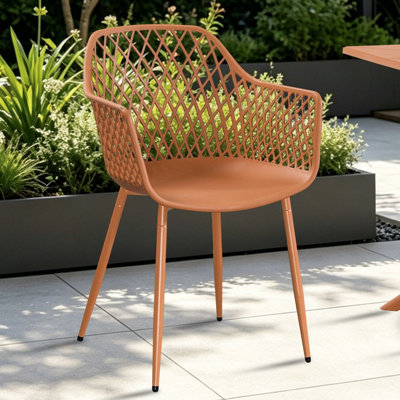 Core Products Pair Of Lattice Garden Bistro Arm ChairsTerracotta