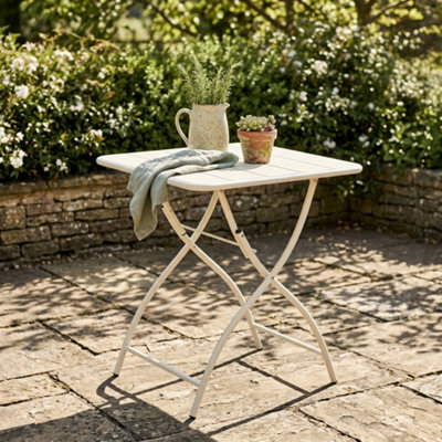 Core Products Square Metal Garden Bistro Folding TableWhite