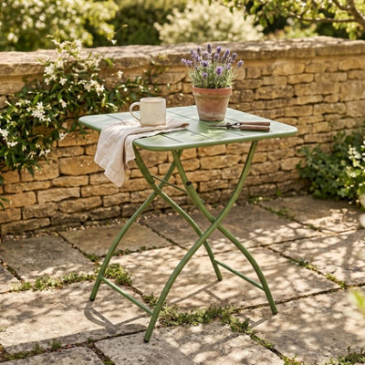 Core Products Square Metal Garden Bistro Folding TableMoss Green