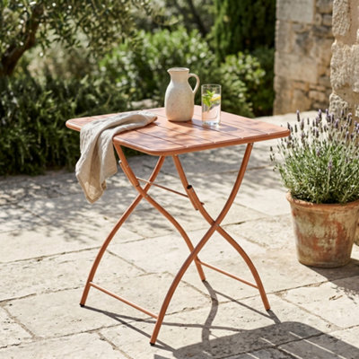 Core Products Square Metal Garden Bistro Folding TableTerracotta