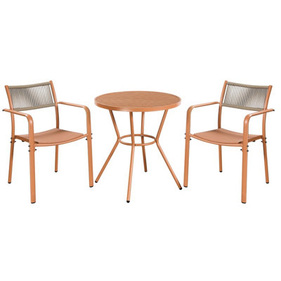 Core Products 3 Piece Round Garden Bistro Set In TerracottaIncludes Pair Of Rope Back Armchairs And Plastic Table