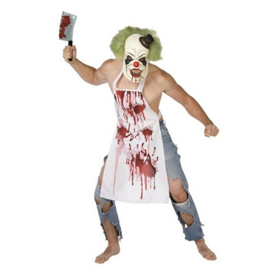  - The Butcher Killer Clown Overhead Mask & Apron Halloween Costume
