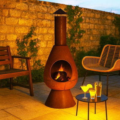 B&Q -  Large Modern Garden Chiminea Fireplace Rust